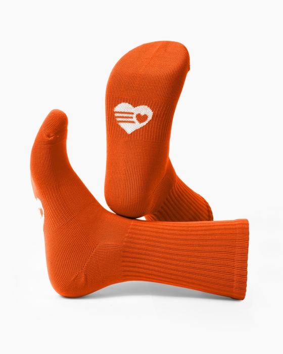 1552 Sport Ribbed Crew Socks Neon Orange